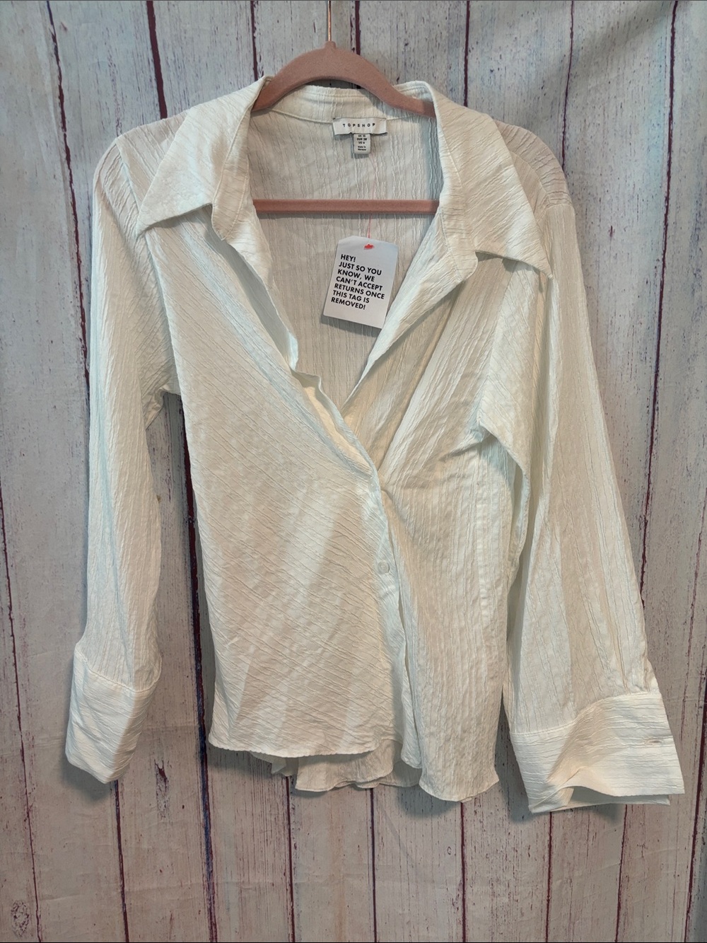 NWT Topshop Crinkled Asymmetrical Button-Down Shirt